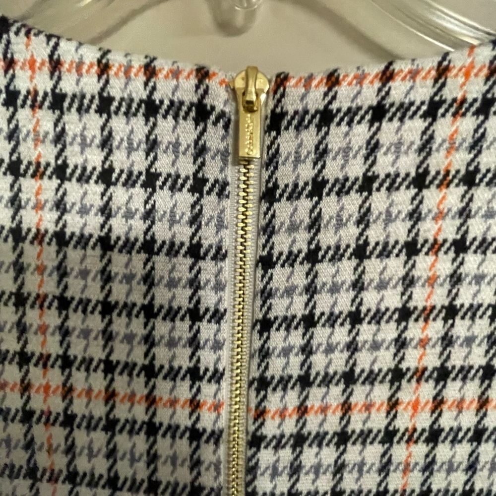 Calvin Klein Women's Checkered Mini Dress - Black, Cream and Orange - Picture 6 of 8